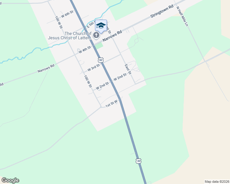 map of restaurants, bars, coffee shops, grocery stores, and more near 108 West First North in Montpelier