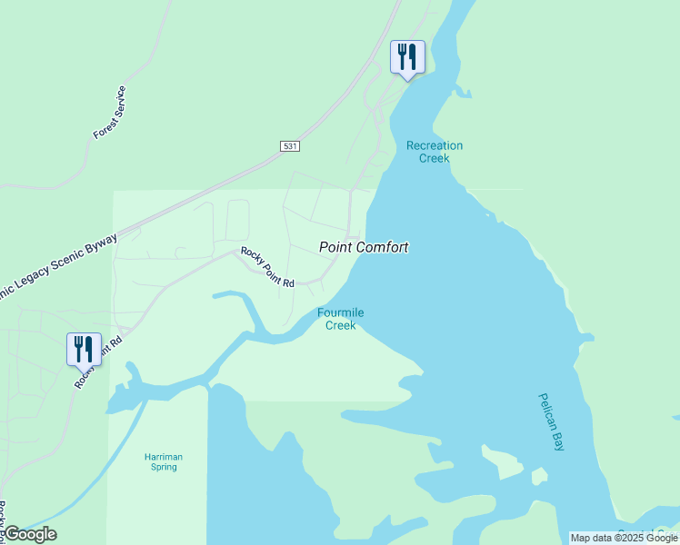 map of restaurants, bars, coffee shops, grocery stores, and more near 27505 Rocky Point Road in Klamath Falls