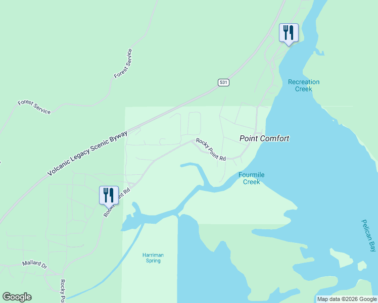 map of restaurants, bars, coffee shops, grocery stores, and more near 27226 Rocky Point Road in Klamath Falls
