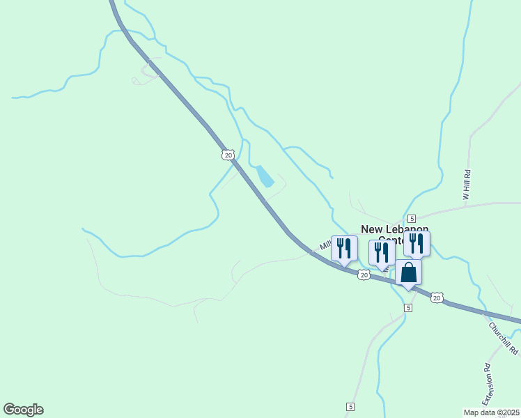 map of restaurants, bars, coffee shops, grocery stores, and more near 975 U.S. 20 in New Lebanon