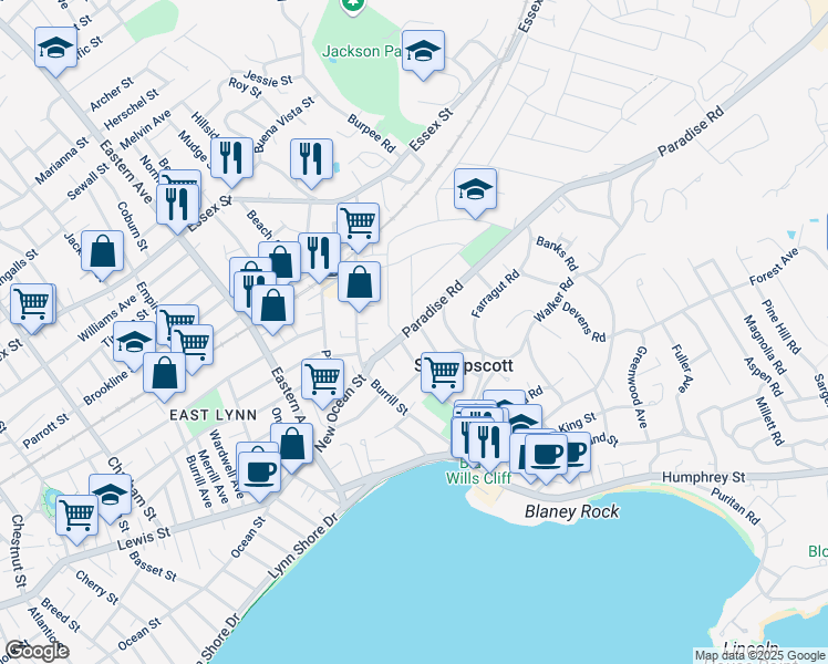map of restaurants, bars, coffee shops, grocery stores, and more near 10 Berkshire Street in Swampscott