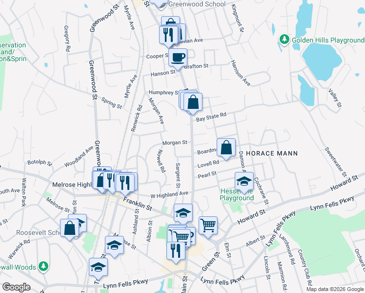 map of restaurants, bars, coffee shops, grocery stores, and more near 11 Tamworth Hill Avenue in Wakefield