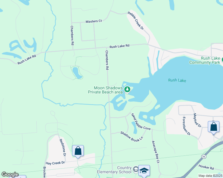 map of restaurants, bars, coffee shops, grocery stores, and more near 2755 Bayview Drive in Pinckney