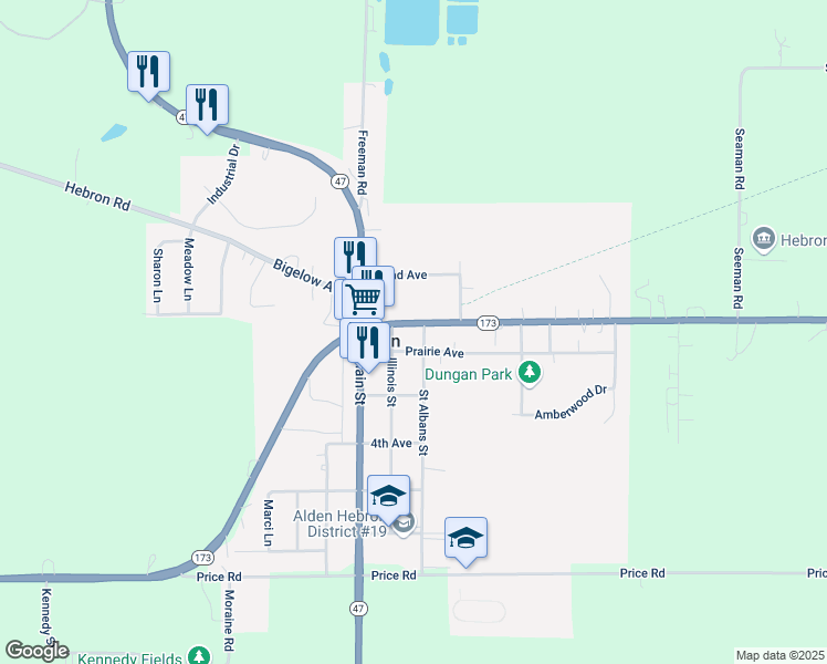 map of restaurants, bars, coffee shops, grocery stores, and more near 11916 Maple Avenue in Hebron
