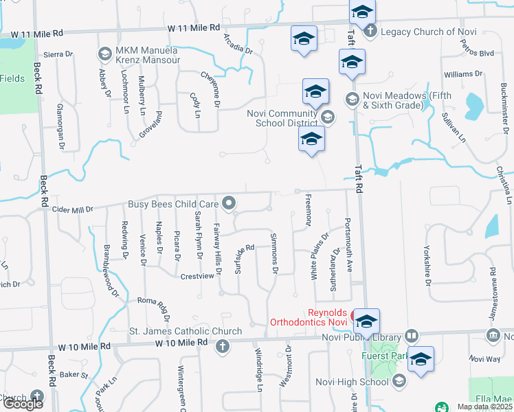 map of restaurants, bars, coffee shops, grocery stores, and more near 24492 Riverview Lane in Novi