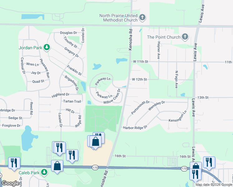 map of restaurants, bars, coffee shops, grocery stores, and more near 3700 Willow Crest Drive in Zion