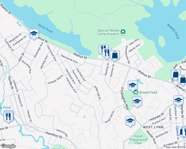 map of restaurants, bars, coffee shops, grocery stores, and more near 4 Bonavesta Terrace in Lynn