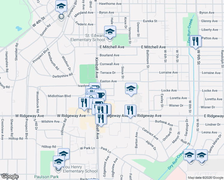 map of restaurants, bars, coffee shops, grocery stores, and more near 135 Morgan Road in Waterloo