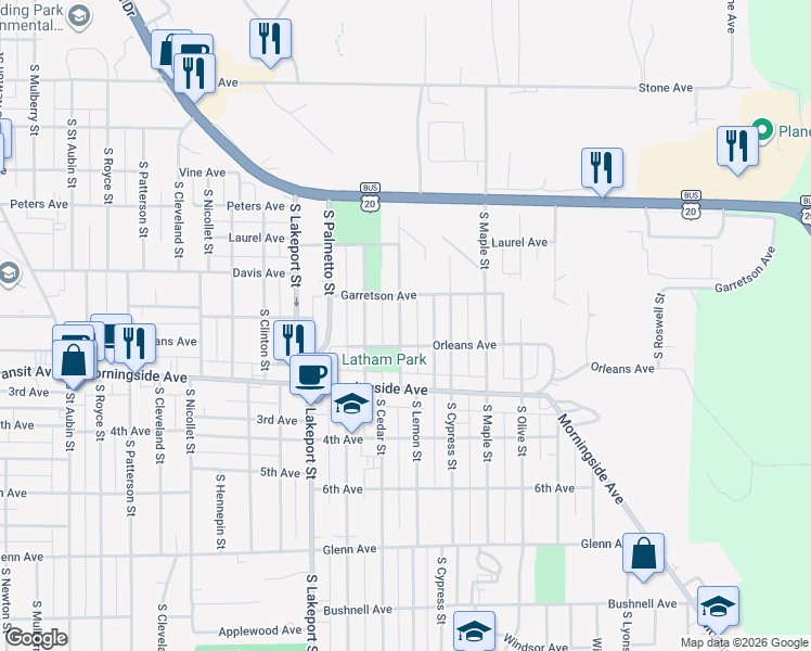 map of restaurants, bars, coffee shops, grocery stores, and more near 1801-1899 South Pomegranite in Sioux City