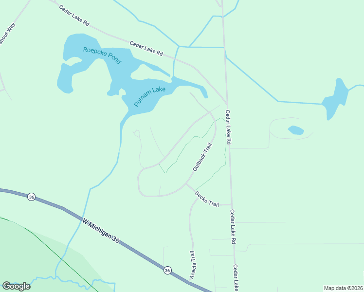 map of restaurants, bars, coffee shops, grocery stores, and more near 3203 Outback Trail in Pinckney