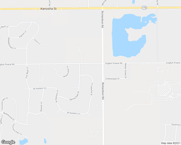 map of restaurants, bars, coffee shops, grocery stores, and more near 9922 North Hunters Lane in Spring Grove