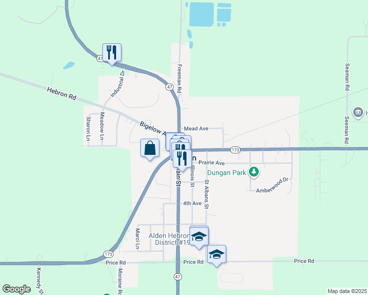map of restaurants, bars, coffee shops, grocery stores, and more near 10102 Main Street in Hebron