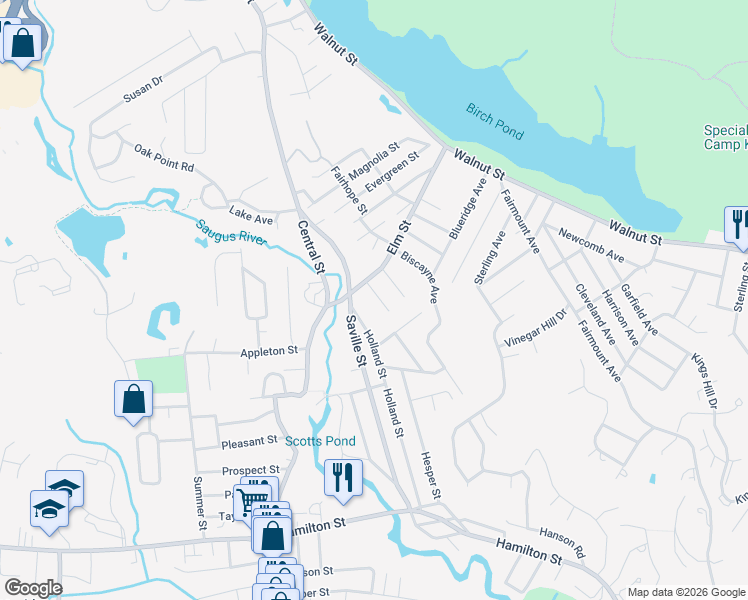 map of restaurants, bars, coffee shops, grocery stores, and more near 10 Innis Street in Saugus