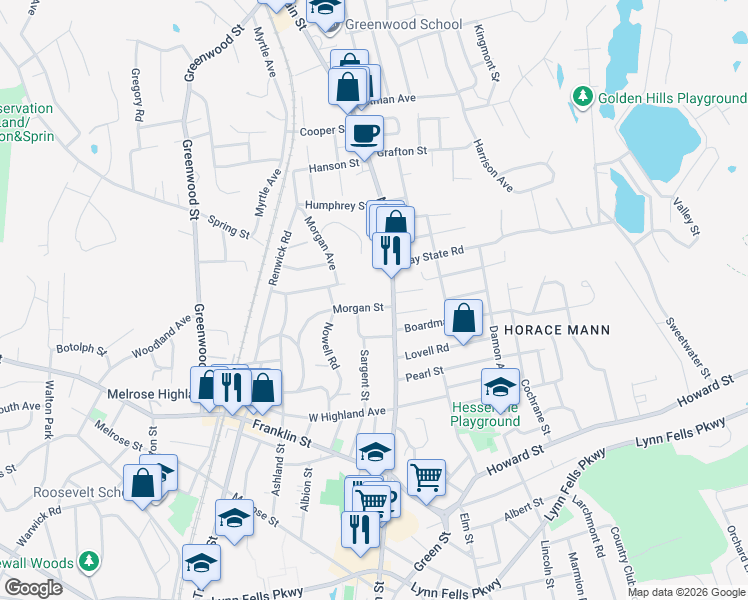 map of restaurants, bars, coffee shops, grocery stores, and more near 11 Tamworth Hill Avenue in Wakefield
