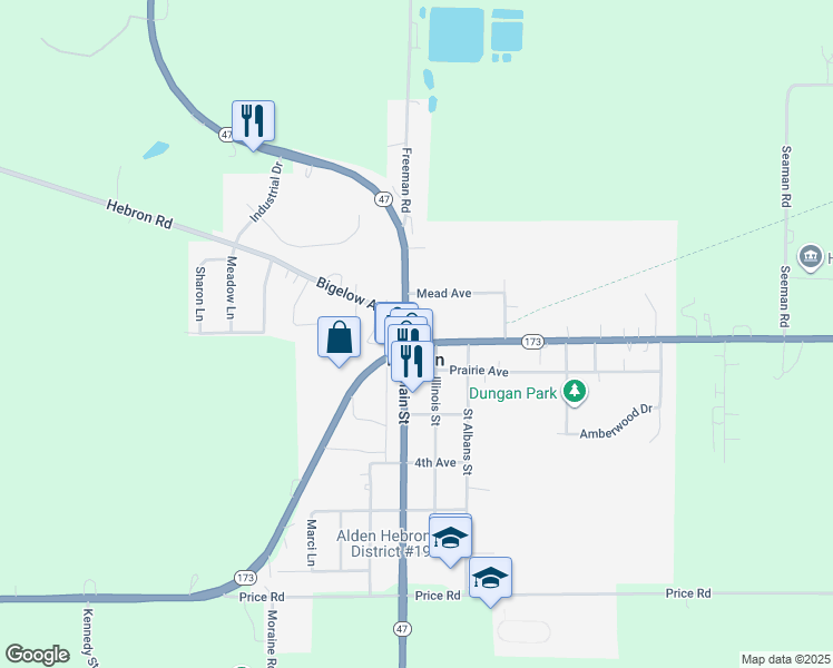 map of restaurants, bars, coffee shops, grocery stores, and more near 10102 Main Street in Hebron