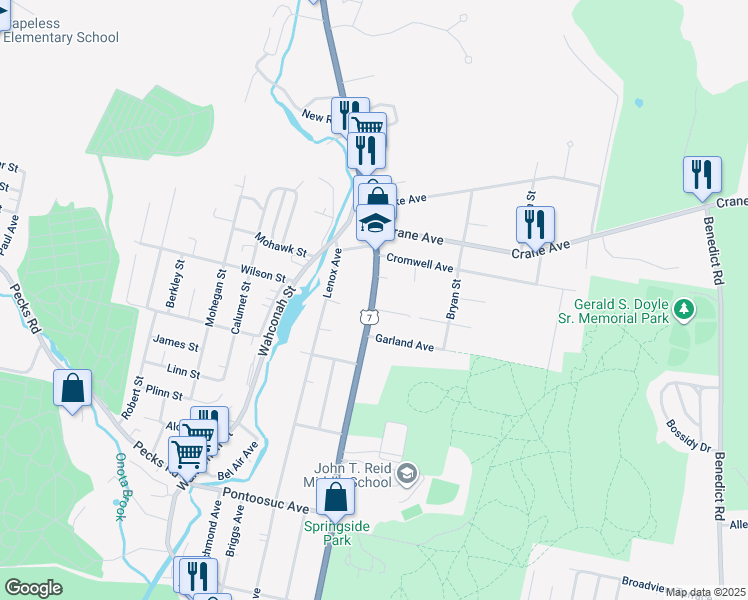 map of restaurants, bars, coffee shops, grocery stores, and more near U.S. 7 in Pittsfield