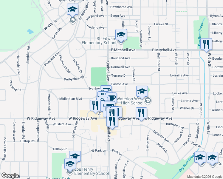 map of restaurants, bars, coffee shops, grocery stores, and more near 111 Morgan Road in Waterloo
