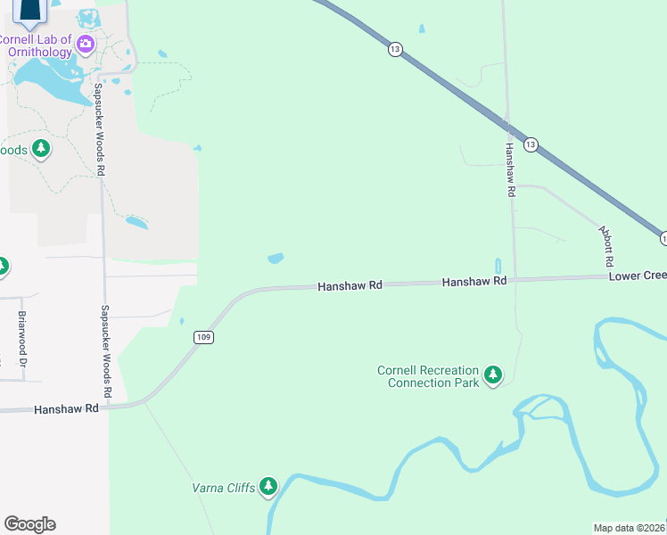 map of restaurants, bars, coffee shops, grocery stores, and more near 1640 Hanshaw Road in Ithaca
