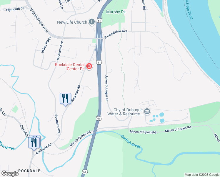 map of restaurants, bars, coffee shops, grocery stores, and more near 260 Julien Dubuque Drive in Dubuque