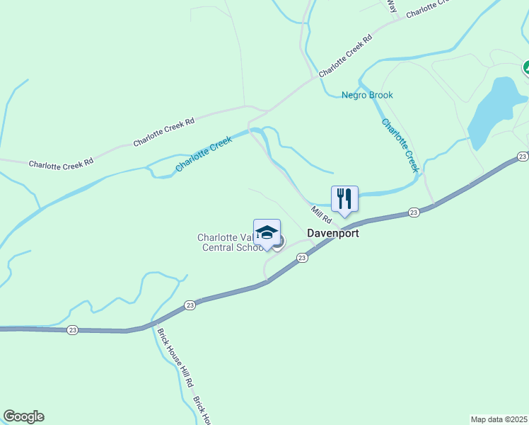 map of restaurants, bars, coffee shops, grocery stores, and more near School Drive in Davenport Center