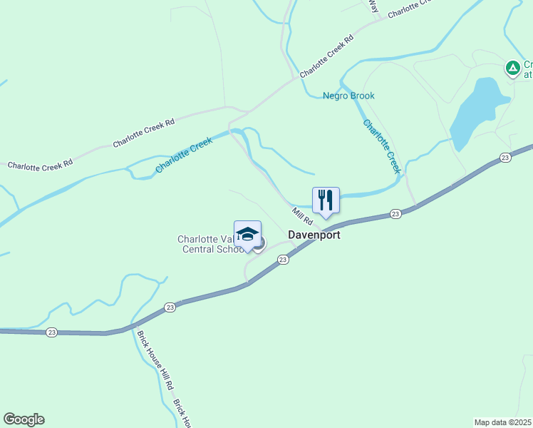 map of restaurants, bars, coffee shops, grocery stores, and more near School Drive in Delaware County