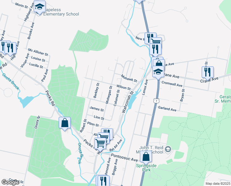 map of restaurants, bars, coffee shops, grocery stores, and more near 74 Calumet Street in Pittsfield