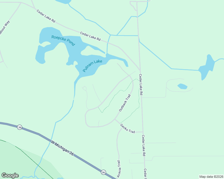 map of restaurants, bars, coffee shops, grocery stores, and more near 3203 Outback Trail in Pinckney