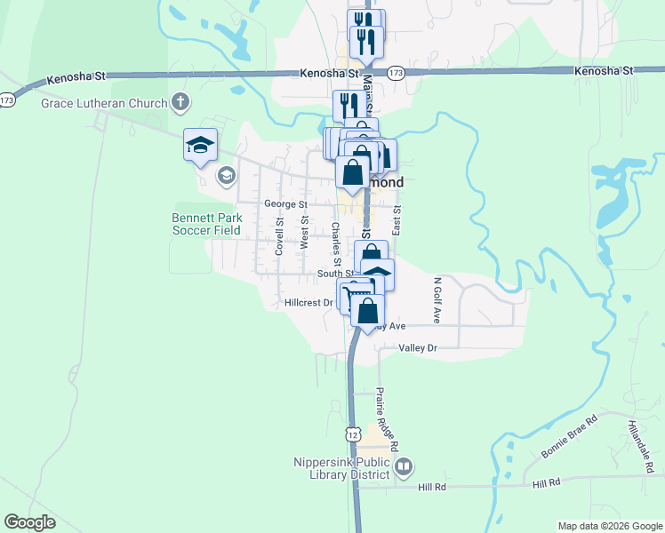 map of restaurants, bars, coffee shops, grocery stores, and more near 5702 South Street in Richmond