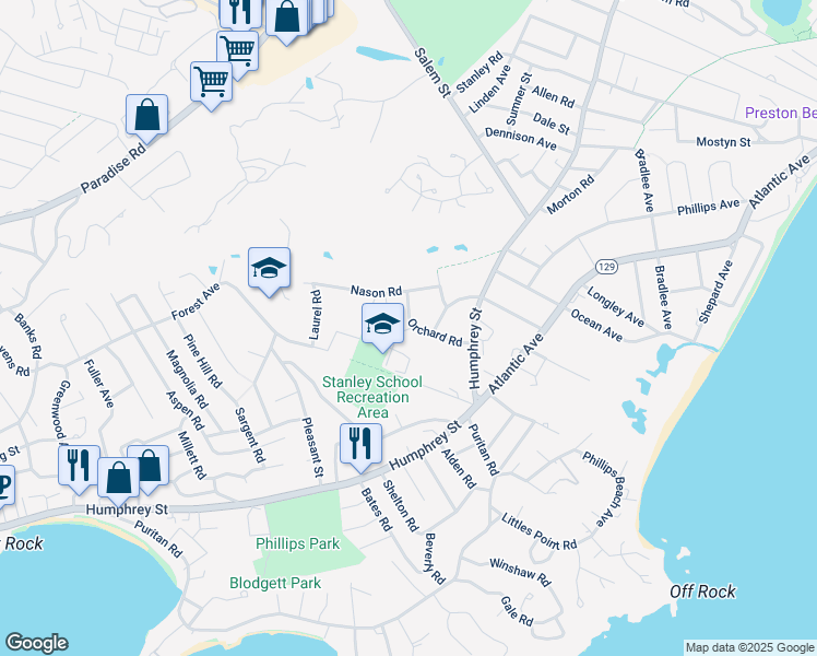 map of restaurants, bars, coffee shops, grocery stores, and more near 10 Whitman Road in Swampscott