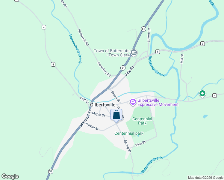 map of restaurants, bars, coffee shops, grocery stores, and more near 1 Green Street in Gilbertsville