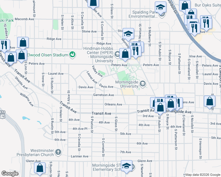 map of restaurants, bars, coffee shops, grocery stores, and more near 3425 Garretson Avenue in Sioux City
