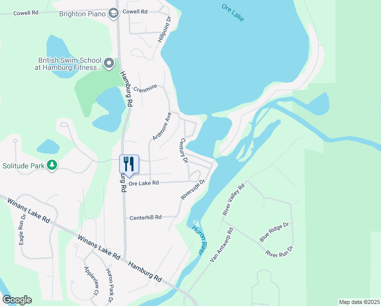 map of restaurants, bars, coffee shops, grocery stores, and more near 8845 Lagoon Drive in Brighton