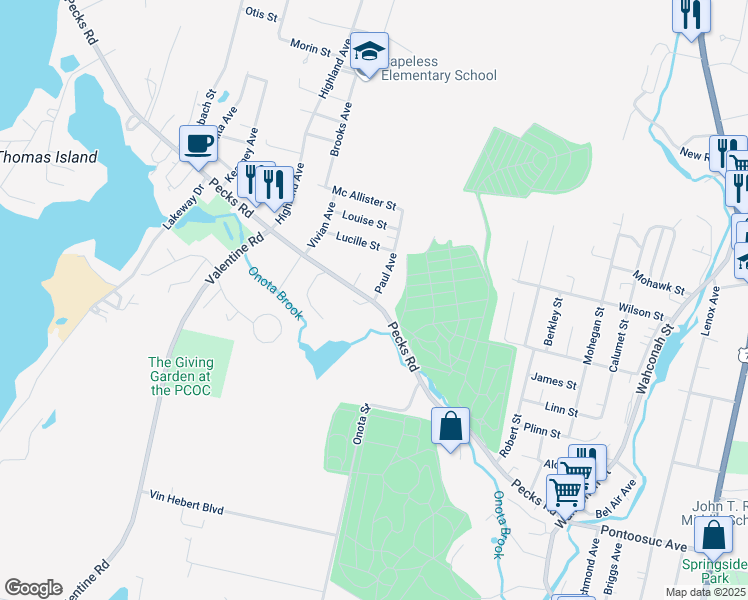 map of restaurants, bars, coffee shops, grocery stores, and more near 2 Paul Avenue in Pittsfield