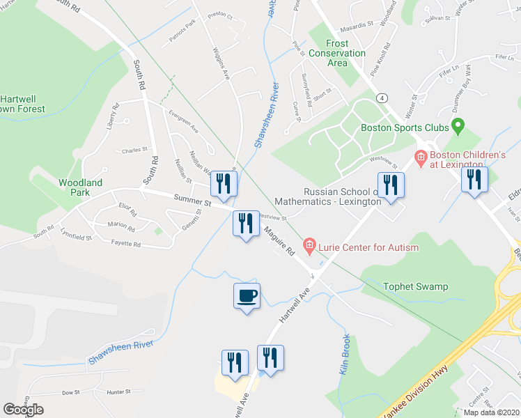 map of restaurants, bars, coffee shops, grocery stores, and more near 81 Westview Street in Lexington