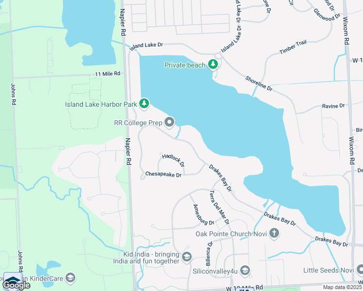 map of restaurants, bars, coffee shops, grocery stores, and more near 50833 Drakes Bay Drive in Novi