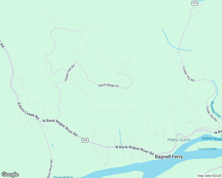 map of restaurants, bars, coffee shops, grocery stores, and more near Spirit Ridge Drive in Gold Beach