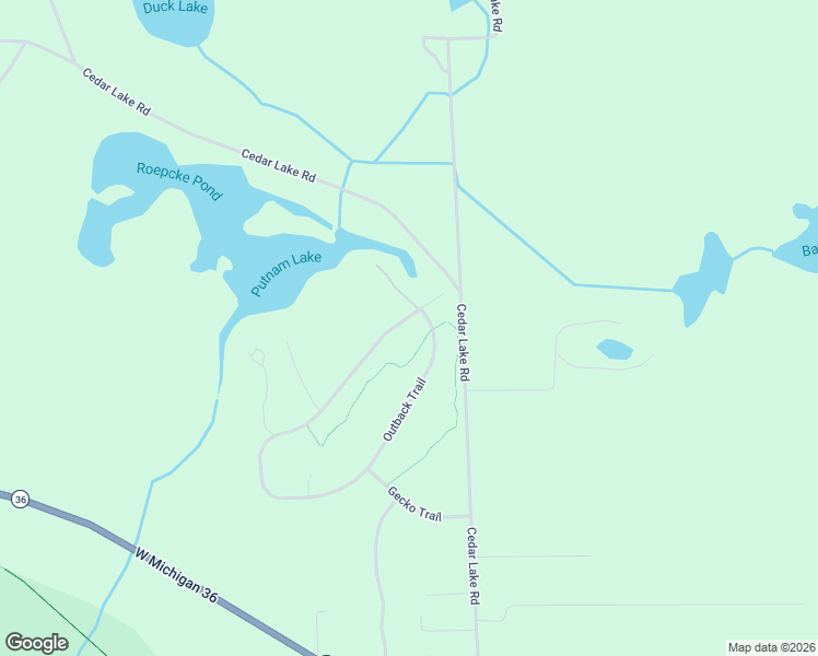 map of restaurants, bars, coffee shops, grocery stores, and more near 3123 Outback Trail in Pinckney