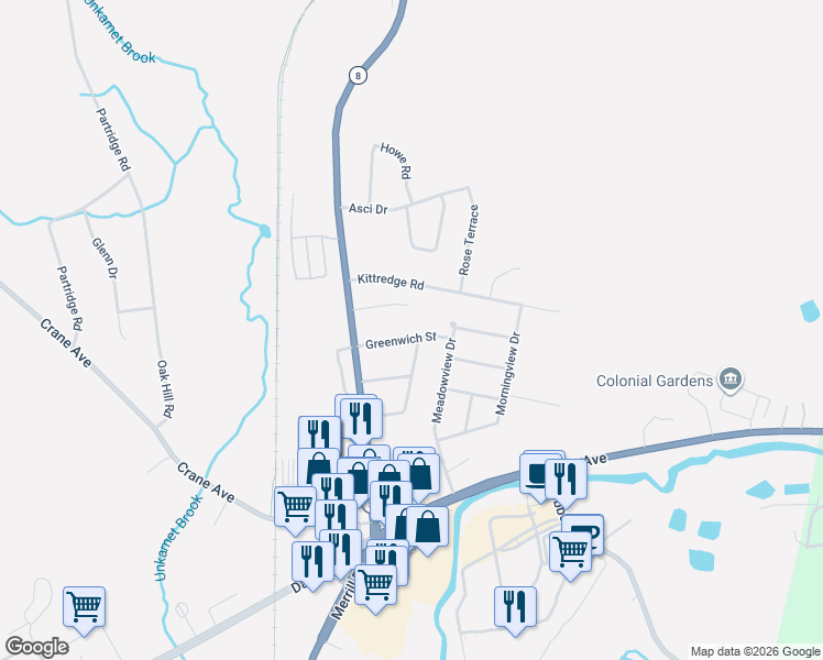 map of restaurants, bars, coffee shops, grocery stores, and more near 117 Greenwich St in Pittsfield