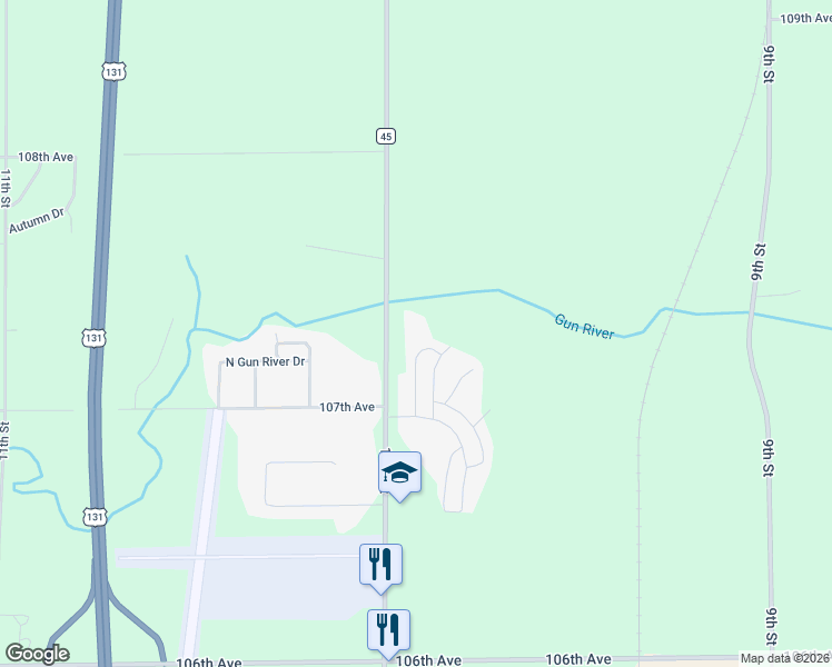 map of restaurants, bars, coffee shops, grocery stores, and more near 731 10th Street in Plainwell