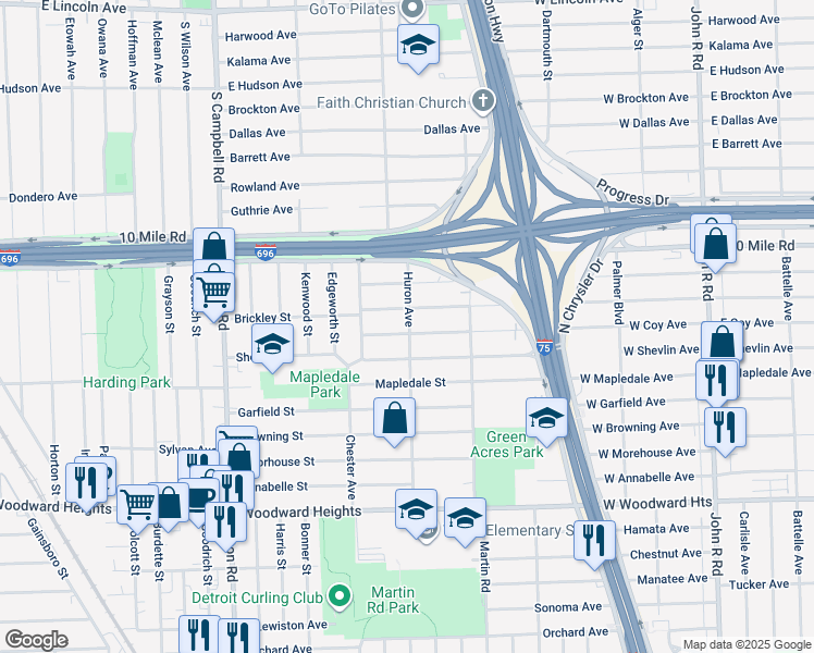 map of restaurants, bars, coffee shops, grocery stores, and more near 2283 Coy Street in Ferndale