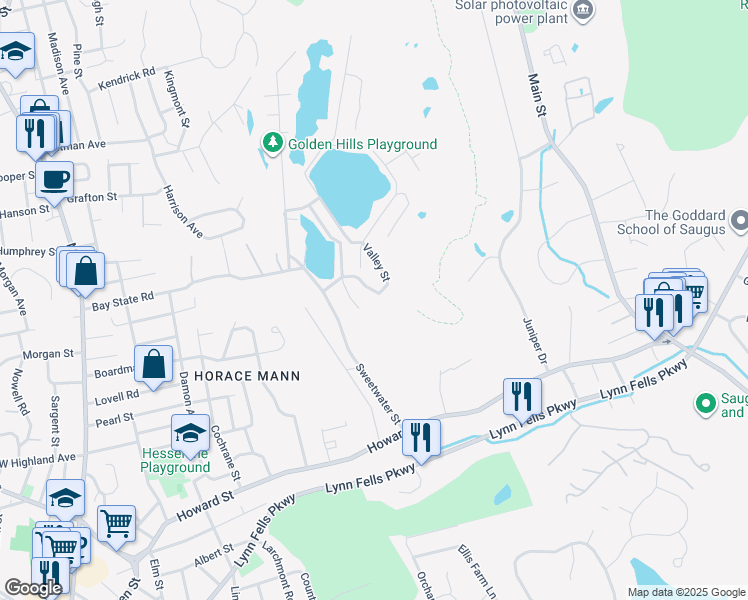 map of restaurants, bars, coffee shops, grocery stores, and more near 15 Edgehill Road in Saugus