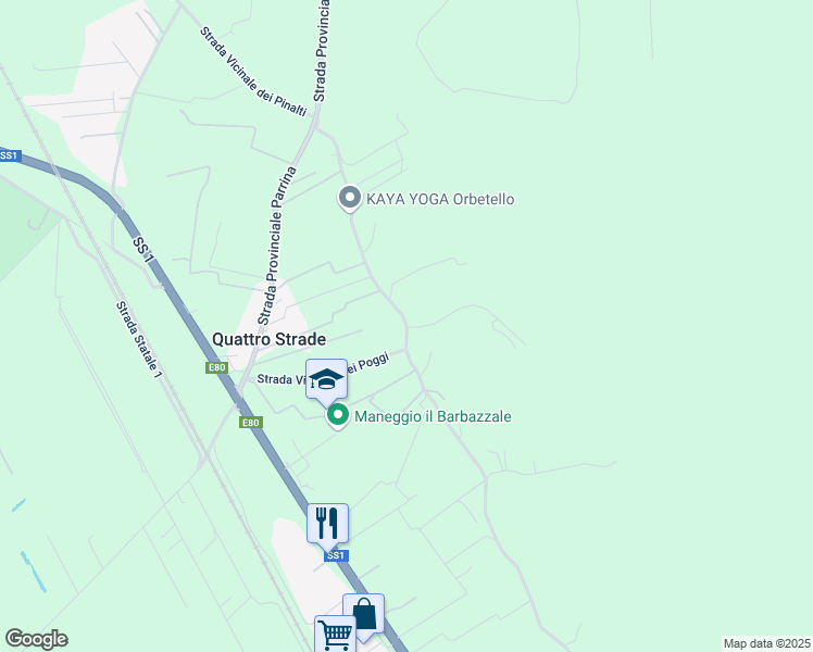 map of restaurants, bars, coffee shops, grocery stores, and more near 26 Strada dei Poggi in Provincia di Grosseto