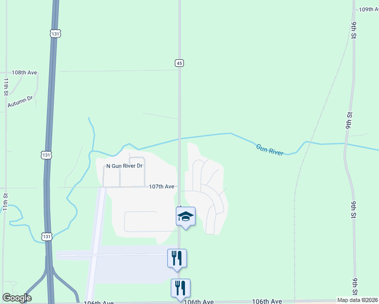 map of restaurants, bars, coffee shops, grocery stores, and more near 731 10th Street in Plainwell