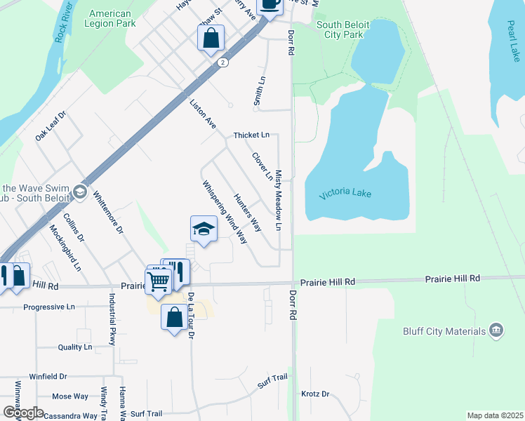 map of restaurants, bars, coffee shops, grocery stores, and more near 14724 Liston Avenue in South Beloit