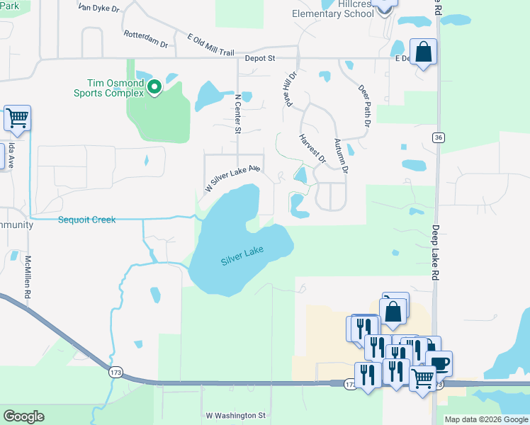 map of restaurants, bars, coffee shops, grocery stores, and more near 42034 North East Road in Antioch