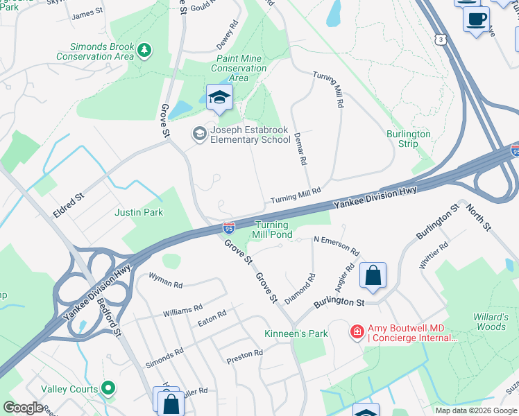 map of restaurants, bars, coffee shops, grocery stores, and more near 14 Robinson Road in Lexington