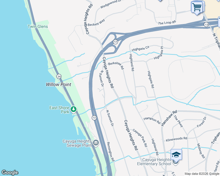 map of restaurants, bars, coffee shops, grocery stores, and more near 608 Cayuga Heights Rd in Ithaca