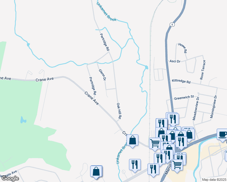 map of restaurants, bars, coffee shops, grocery stores, and more near 69-77 Oak Hill Rd in Pittsfield
