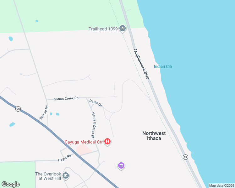 map of restaurants, bars, coffee shops, grocery stores, and more near 158 Indian Creek Rd in Ithaca