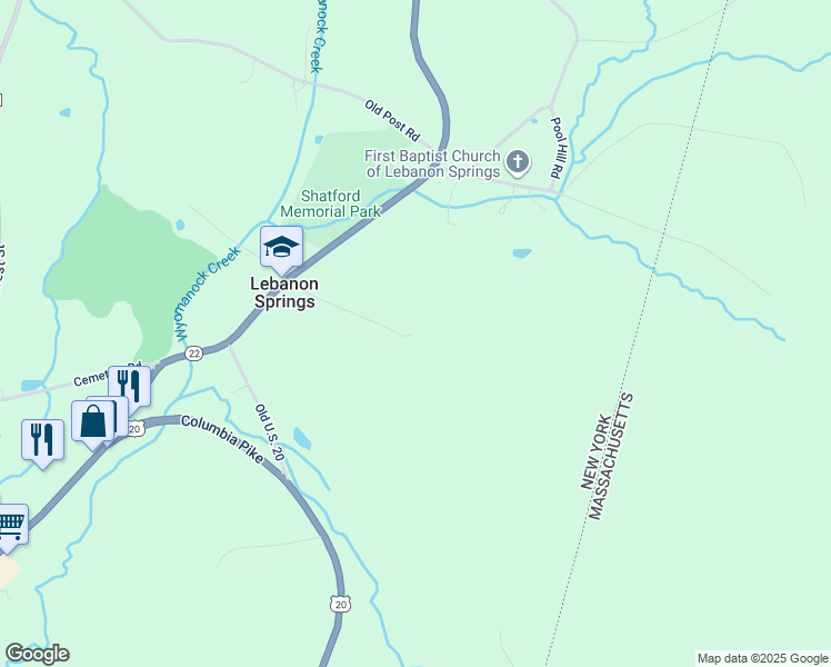 map of restaurants, bars, coffee shops, grocery stores, and more near 51 New York 22 in New Lebanon